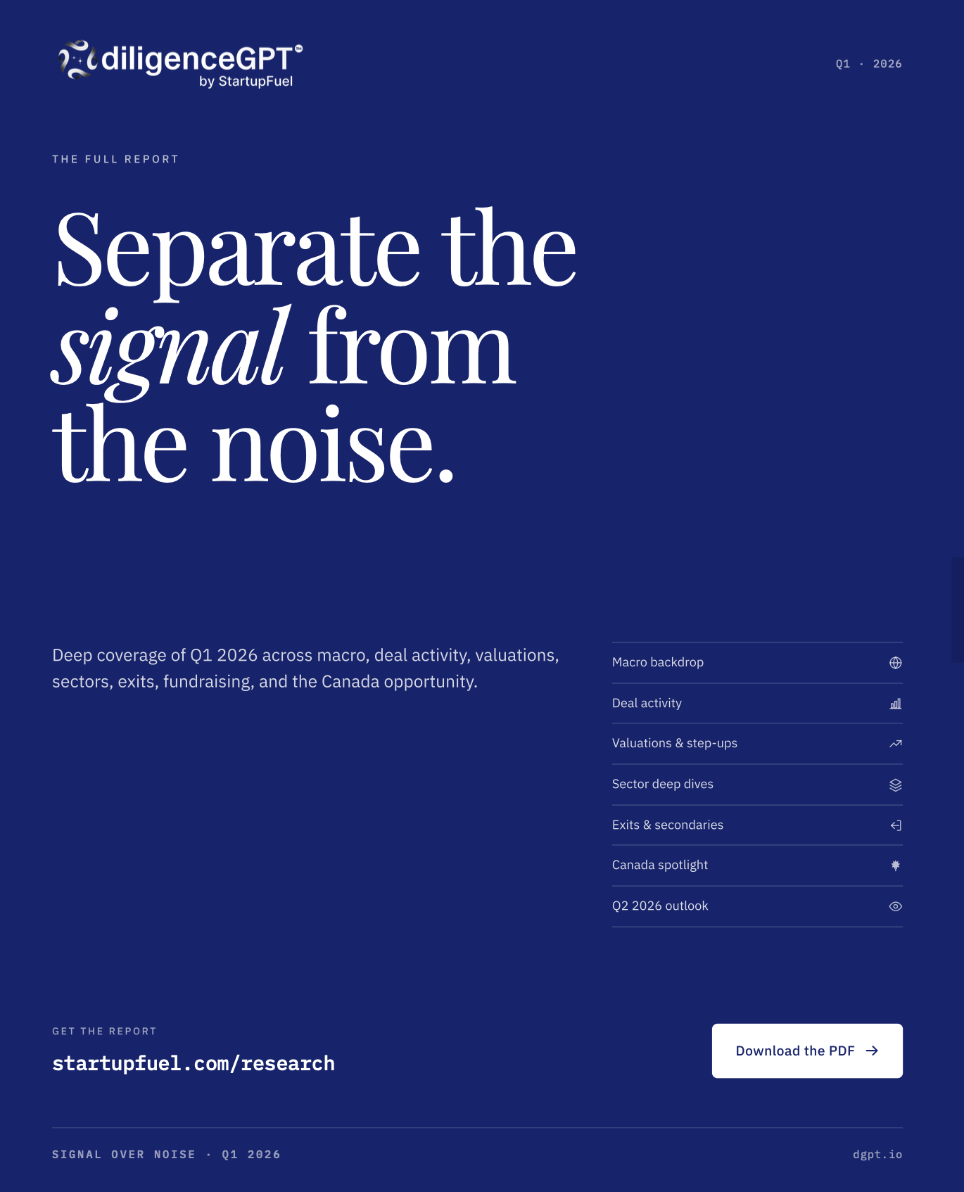 Signal Over Noise: Navigating Venture Capital in North America | Q1 2026 — cover
